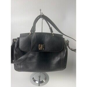 MCM 2WAY Shoulder Bag Handbag Turnlock Men's Women's Black Leather